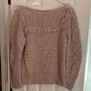 LoveShackFancy Marled Pink Cable Knit Sweater